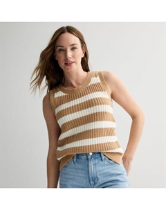 Миниатюрный воздушный свитер-майка, цвет tan ivory stripe Sonoma goods for life