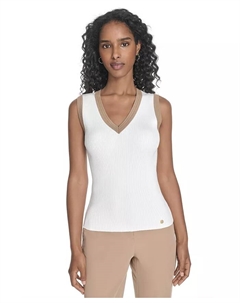 Женский свитер без рукавов с отделкой, белый Tommy hilfiger