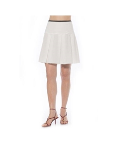 Женская юбка с контрастным поясом и складками, белый Alexia admor