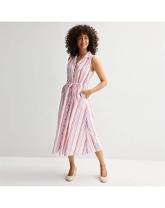 Женское платье-рубашка на пуговицах, цвет pink varied stripe Croft & barrow