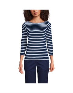 Женский матросский джемпер с лодочкой, цвет deep sea ivory Lands' end