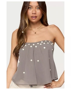 Женский топ-бэби-долл Lenie без бретелек из шифона, серый Edikted