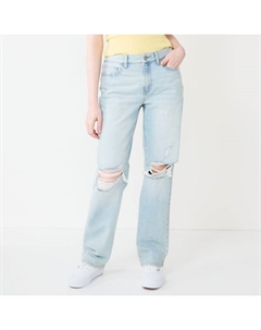 Джинсы с высокой посадкой и прямыми штанинами в стиле 90-х для девушек, цвет light destructed So