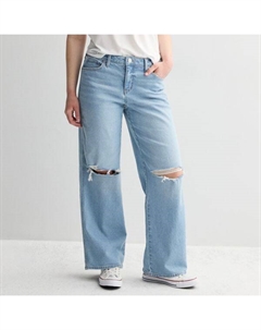 Джинсы Juniors с низкой посадкой и широкими штанинами, с завышенной талией, цвет light destructed So