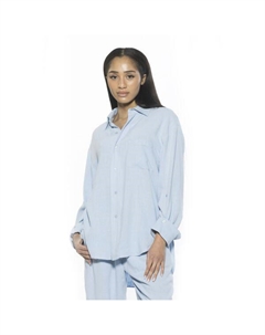 Женская рубашка бойфренда янтарного цвета с застежкой на пуговицы, синий Alexia admor