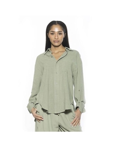 Женская рубашка бойфренда янтарного цвета с застежкой на пуговицы, зеленый Alexia admor