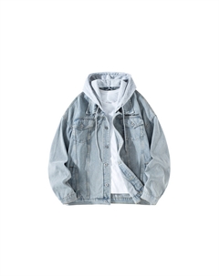 Джинсовая курка унисекс, винтажная синяя без капюшона (в комплекте с футболкой с длинными рукавами) Bobby abley