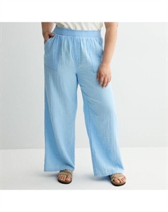 Брюки больших размеров с высокой талией из двойной марли для юниоров, синий So