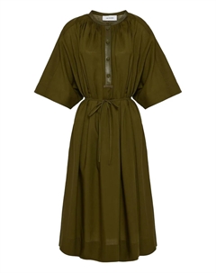 Платье миди с кожаной отделкой, зеленый Yves salomon