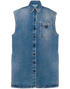 Джинсовая рубашка без рукавов, синий Prada