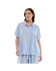 Верх пижамы из тканого вискозного шёлка больших размеров, цвет french plaid Croft & barrow