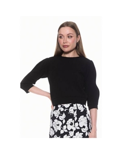 Женская толстовка с рукавами-буфами в рубчик, черный Alexia admor