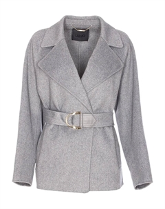 Двубортное пальто с поясом, серый Liu jo