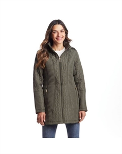 Женская стеганая куртка-ходунки с капюшоном и застежкой-молнией спереди, зеленый Weathercast