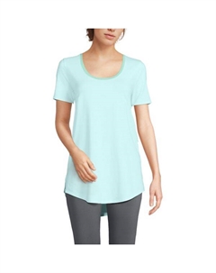 Футболка-туника Petite с короткими рукавами для силовой тренировки, цвет julep pinstripe Lands' end