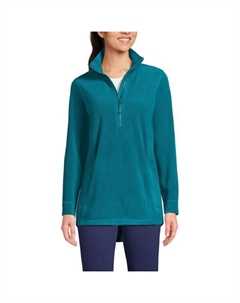 Женская туника с застежкой-молнией на четверть оборота, флисовый пуловер для любой погоды, цвет evening teal Lands' end