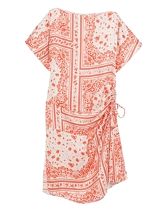 Жаккардовое платье миди с кулиской, нейтральный Fendi