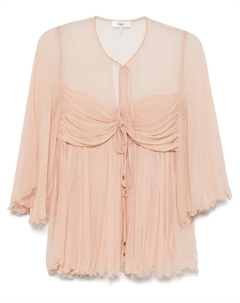 Шелковый топ со складками, нейтральный Chloe