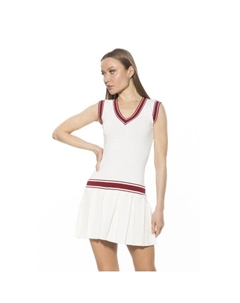 Женское трикотажное теннисное платье Venus с V-образным вырезом и заниженной талией, белый Alexia admor