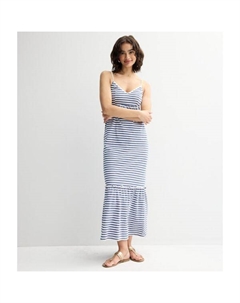 Платье макси из легкого трикотажа для юниоров, цвет navy white stripe So