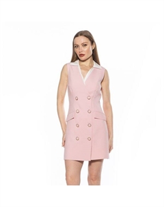 Женское платье-жилет без рукавов с воротником-стойкой «Руна», розовый Alexia admor