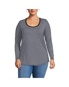 Туника с длинным рукавом для тренировок больших размеров, цвет black pinstripe Lands' end