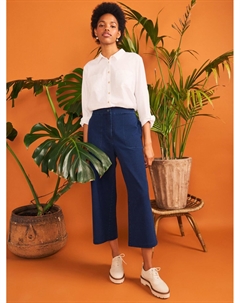 Широкие укороченные брюки из джерси, темный деним White stuff