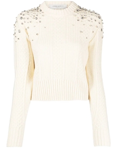 Джемпер из вирджинской шерсти с кристаллами, нейтральный Golden goose