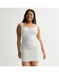 Платье-хенли с рубчиком для девушек plus size, цвет light gray heather So