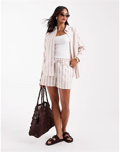 Шорты из искусственного льна в полоску под норку — часть комплекта Asos design