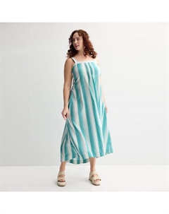 Плюс сайз платье макси с защипами и топом, цвет sea foam stripe Sonoma goods for life