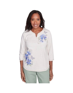 Миниатюрный тканый топ с рукавами длиной 3/4, цвет oatmeal Alfred dunner