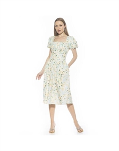 Женское платье миди Jessi с заниженной талией, цвет mint floral Alexia admor