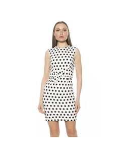 Женское платье без рукавов с круглым вырезом и поясом-бантом, цвет ivory polka dot Alexia admor