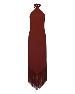 Платье с вырезом халтер и бахромой, красный Taller marmo