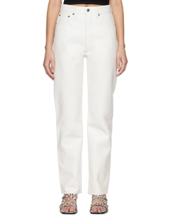 Белые кожаные брюки с защипами в стиле 90-х Agolde