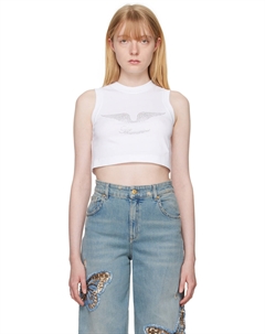 Белая майка с кристаллами Blumarine