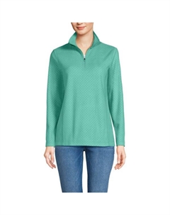 Женский свитер с воротником-стойкой на молнии, цвет frosted green Lands' end