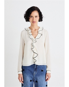 Блуза ONLEDITH LIFE VNECK FRILL, кремовый Only