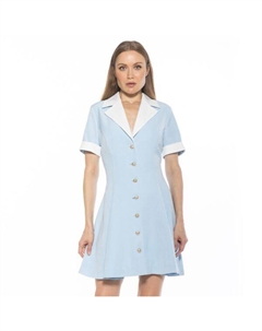 Женское платье Linus с воротником, приталенное и расклешенное, на пуговицах, цвет halogen blue Alexia admor