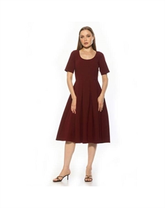 Женское платье Imani с круглым вырезом, короткими рукавами и плиссировкой, бургундия Alexia admor