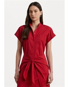 Платье-рубашка Tie Front Cotton Blend Shirtdress, темно-красный Lauren ralph lauren