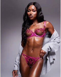 Бюстгальтер-балконет без чашечек Valentine's Day Wild Kiss розового цвета с леопардовым принтом Ann summers