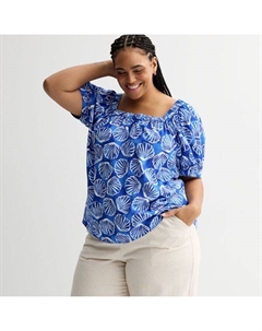 Повседневный крестьянский топ с квадратным вырезом больших размеров, цвет bright blue shells Sonoma goods for life