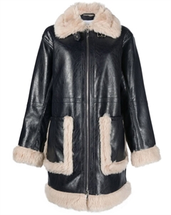 Пальто Haley из искусственной кожи с оторочкой из шерпы, синий Stand studio