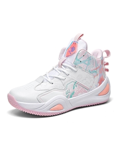 Унисекс баскетбольные кроссовки бело-розовые, цвет White Pink Tonybear