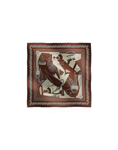 Шаль женская коричнево-красная HERMES Hermès