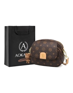 Сумка через плечо из ПВХ с искусственной кожей малая женская, Coffee (Bear Charm) Aokang