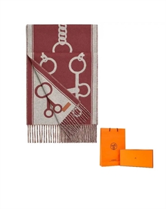HERMES Красный кашемировый шарф, Red Hermès