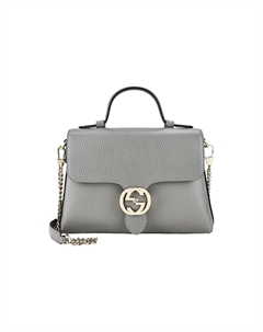 Сумка-мессенджер из личиевой зерновой кожи через плечо женская серая Gucci